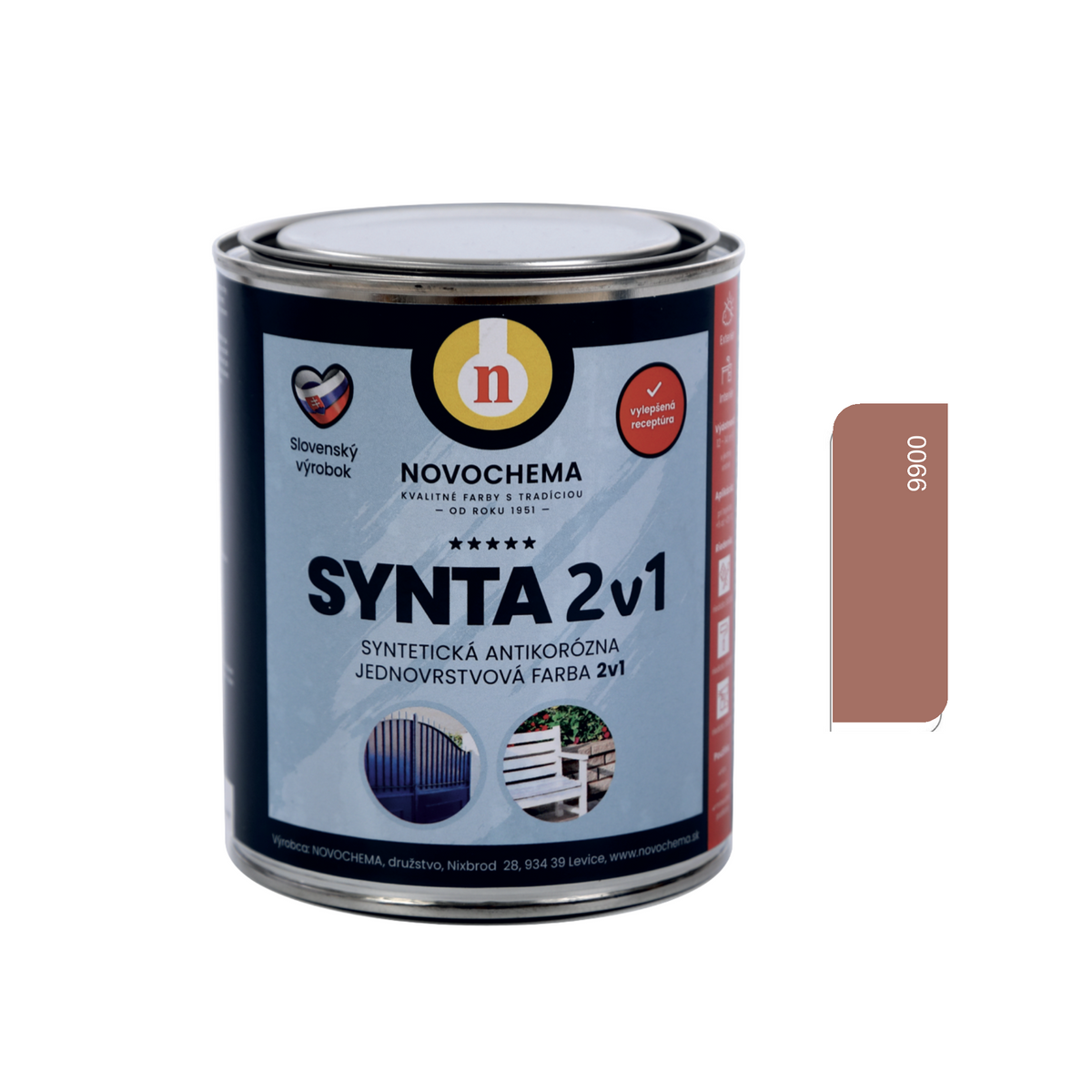 NOVOCHEMA SYNTA 2v1 syntetická antikorozní jednovrstvá barva 2v1 - 9900 - Měděná