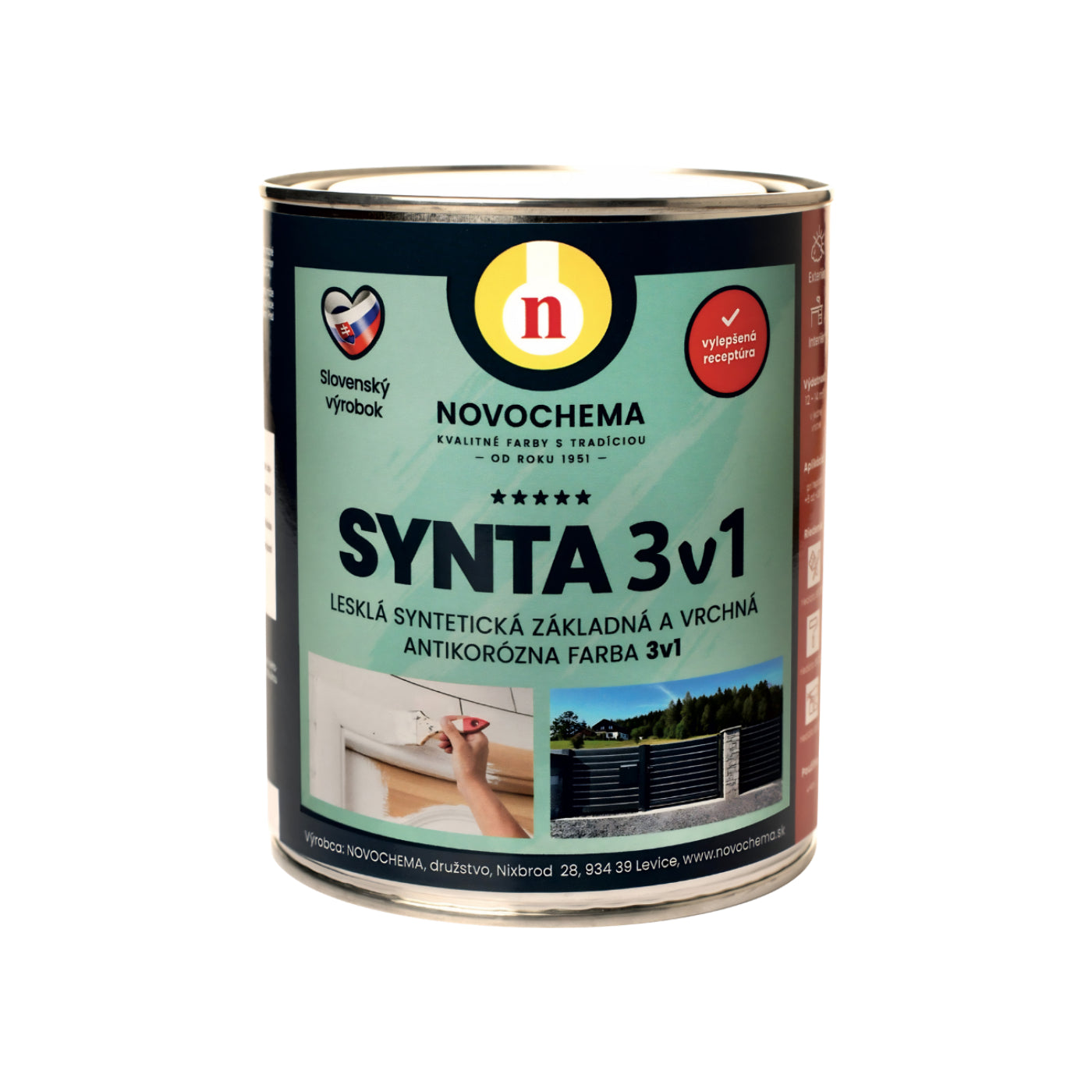 NOVOCHEMA SYNTA 3v1 syntetická základní a vrchní antikorozní barva 3v1 0,75 kg