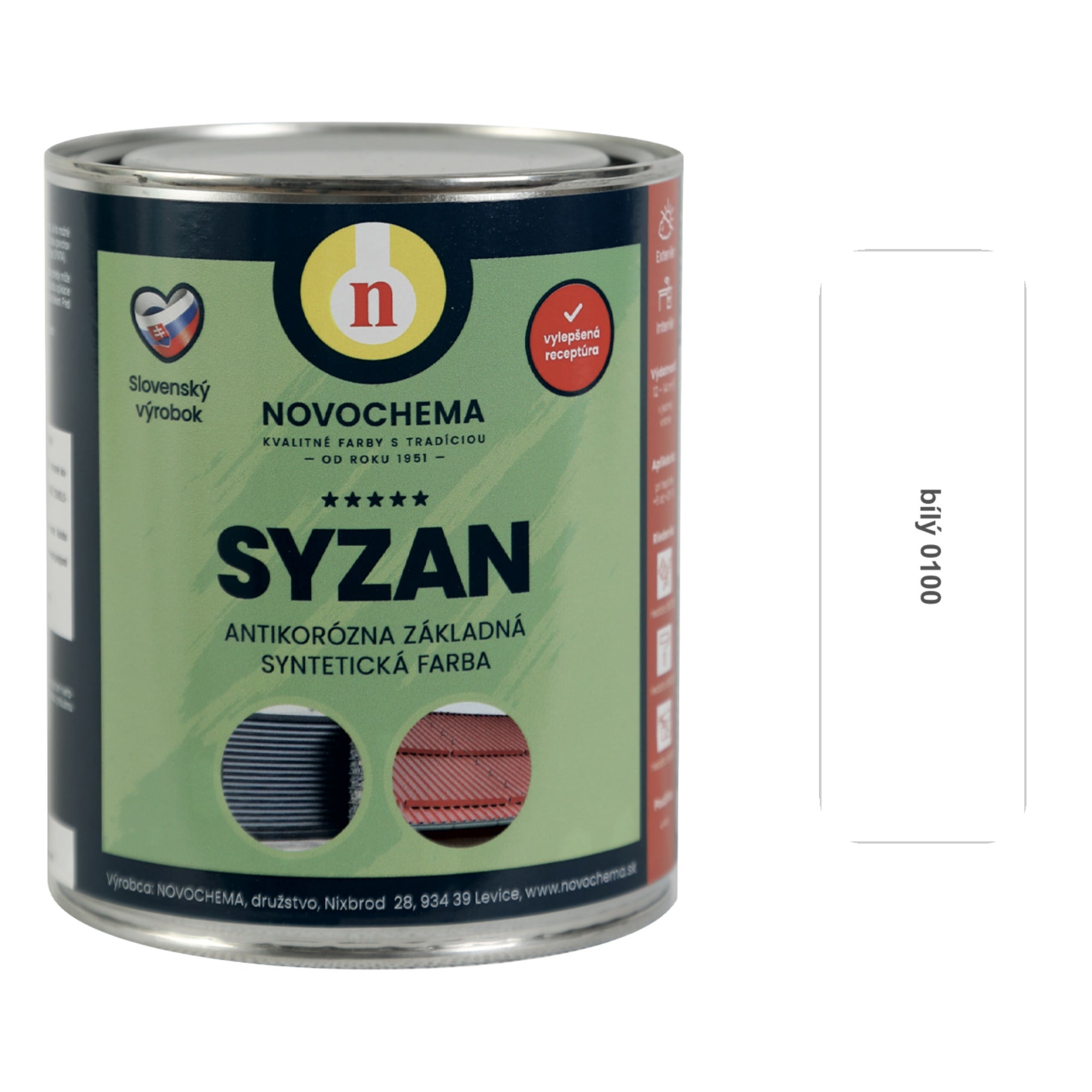 NOVOCHEMA SYZAN antikorozní základní syntetická barva na kov - 0100 Bílá