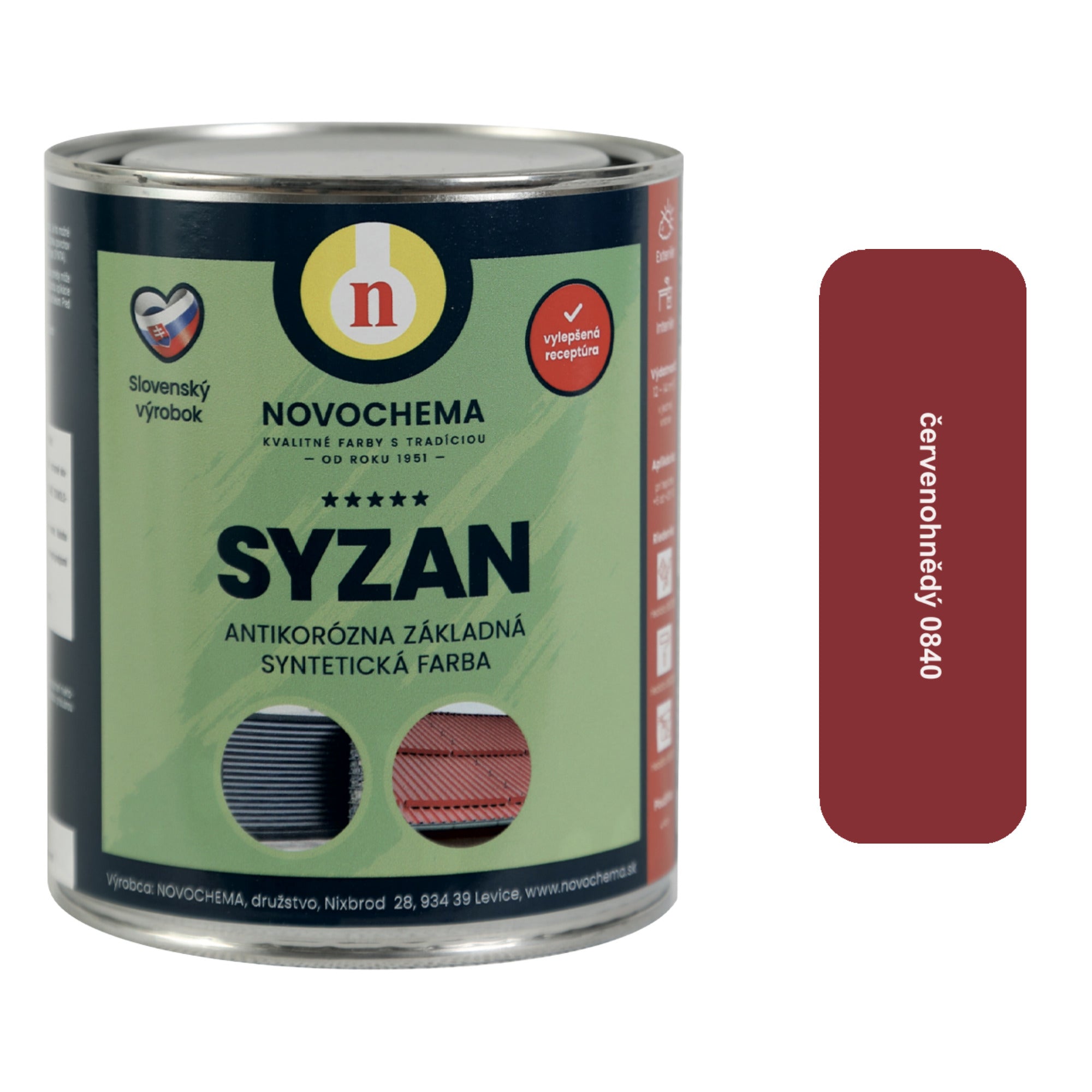 NOVOCHEMA SYZAN antikorozní základní syntetická barva na kov - 0840 Červenohnědá