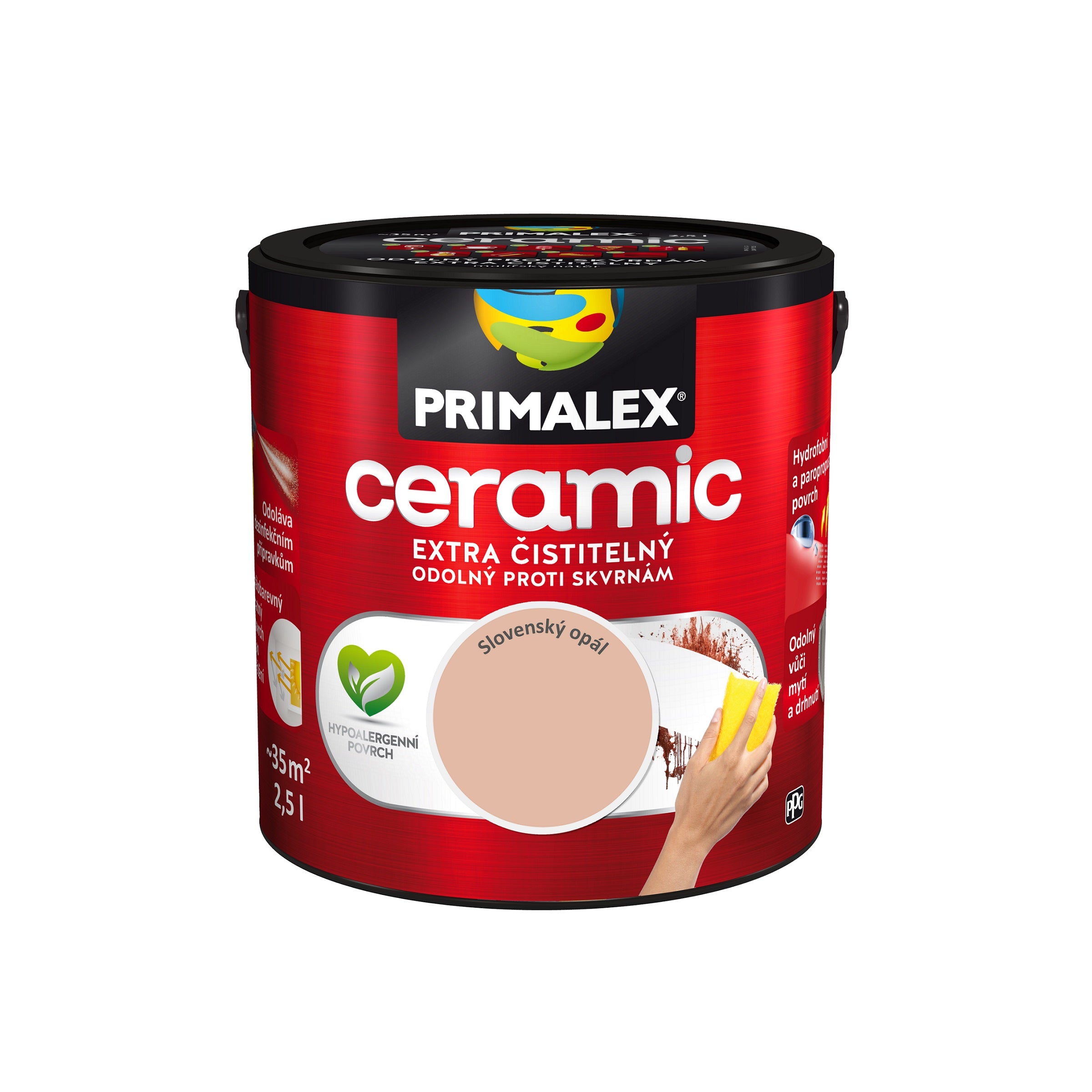 PRIMALEX ceramic omyvatelná interiérová barva na zeď rodinné stříbro 2,5 l