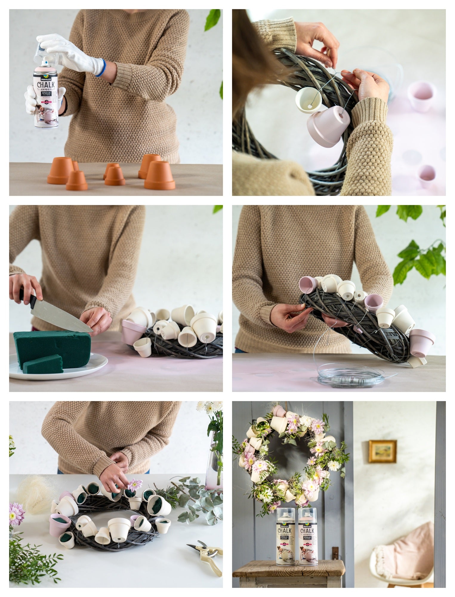 PRIMALEX CHALK EFFECT – nastříkané plechové dózy s čísly jako dekorace