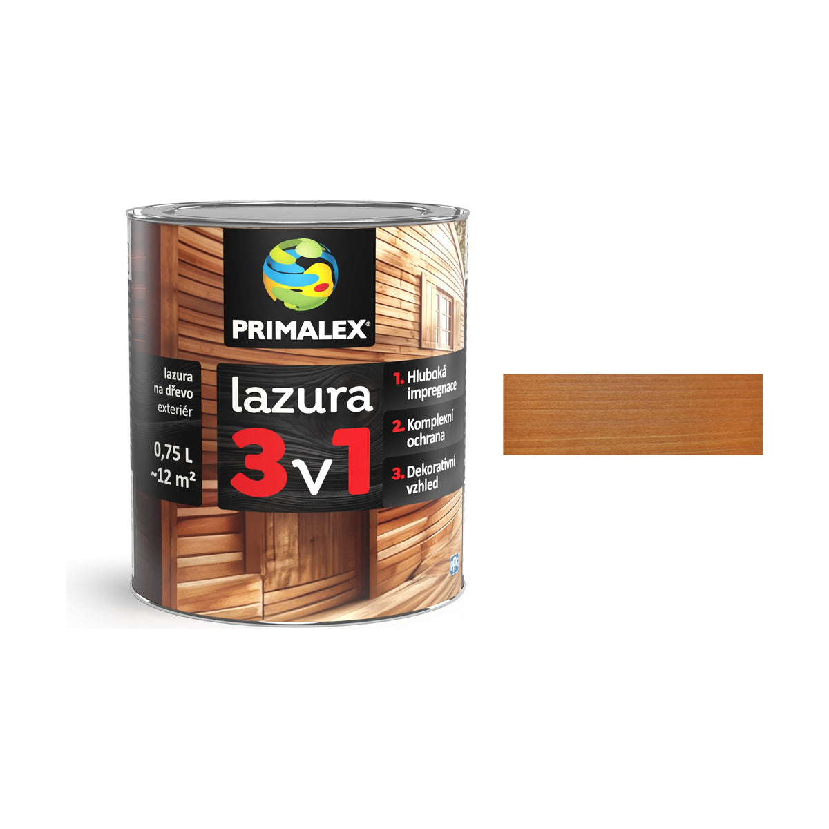 PRIMALEX lazura 3v1 ořech 0,75 l, tenkovrstvá lazura na dřevo
