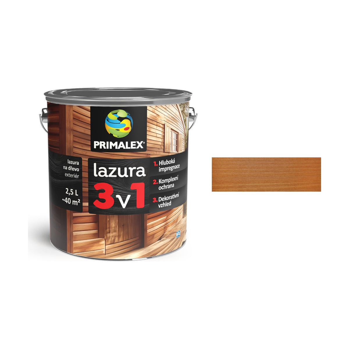 PRIMALEX lazura 3v1 ořech 2,5 l, tenkovrstvá lazura na dřevo