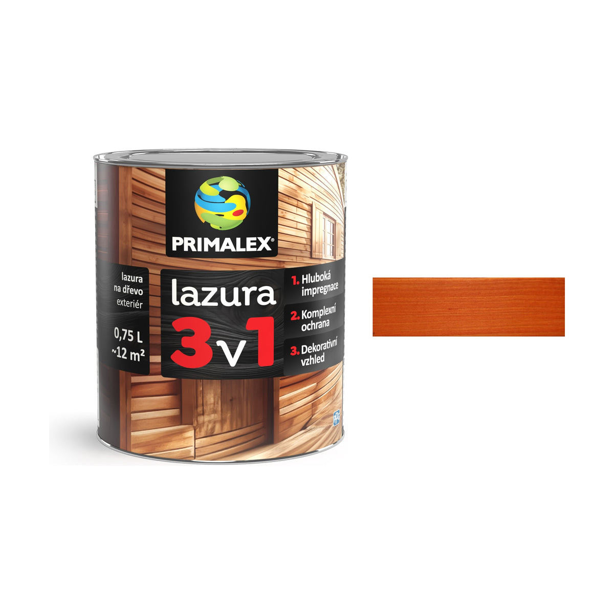 PRIMALEX lazura 3v1 třešeň 0,75 l, tenkovrstvá lazura na dřevo