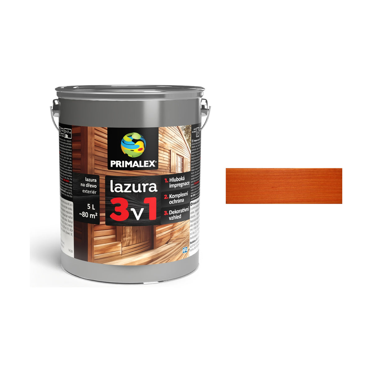PRIMALEX lazura 3v1 tis 5 l, tenkovrstvá lazura na dřevo