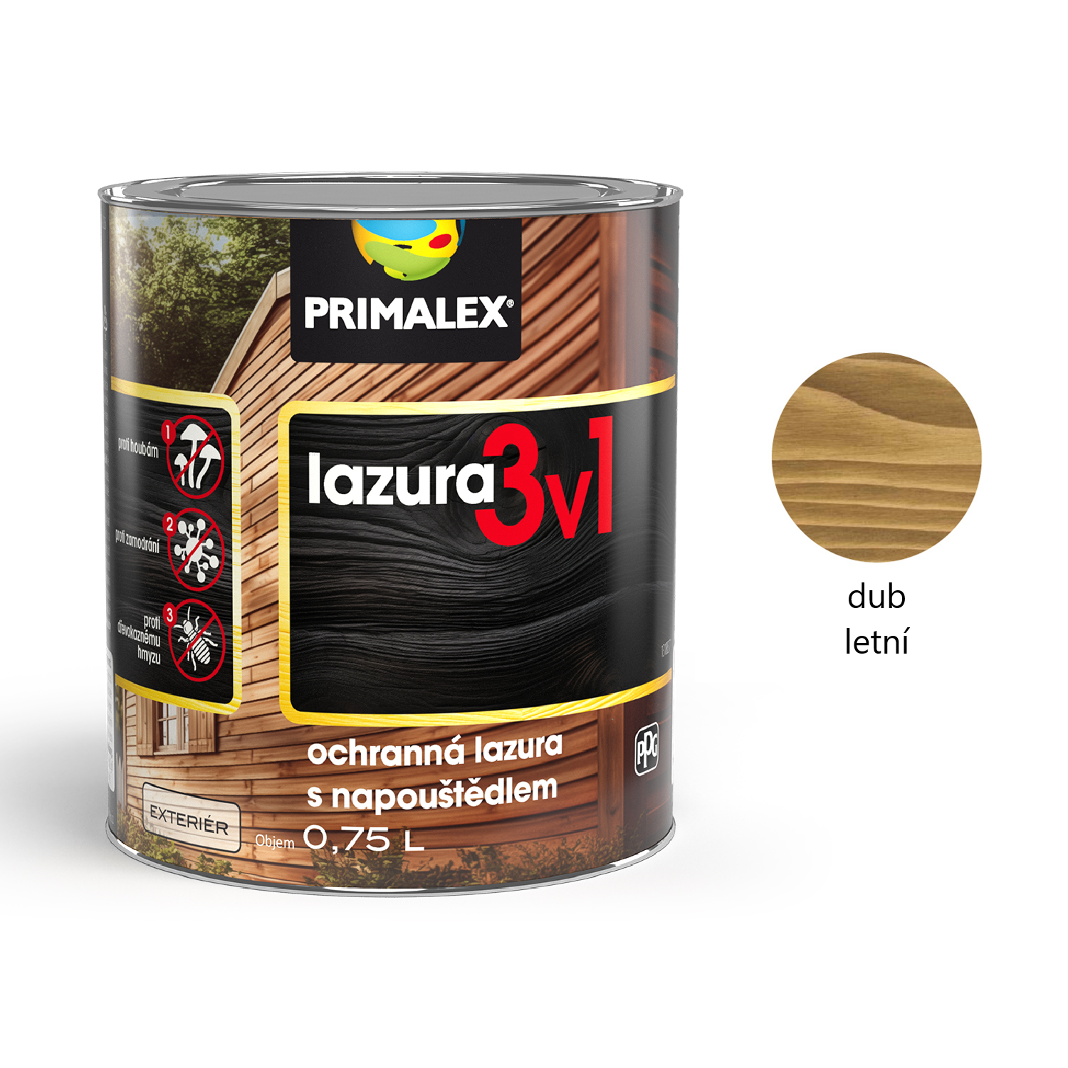 PRIMALEX LAZURA & napouštědlo 3v1 na dřevo barevná - dub letní
