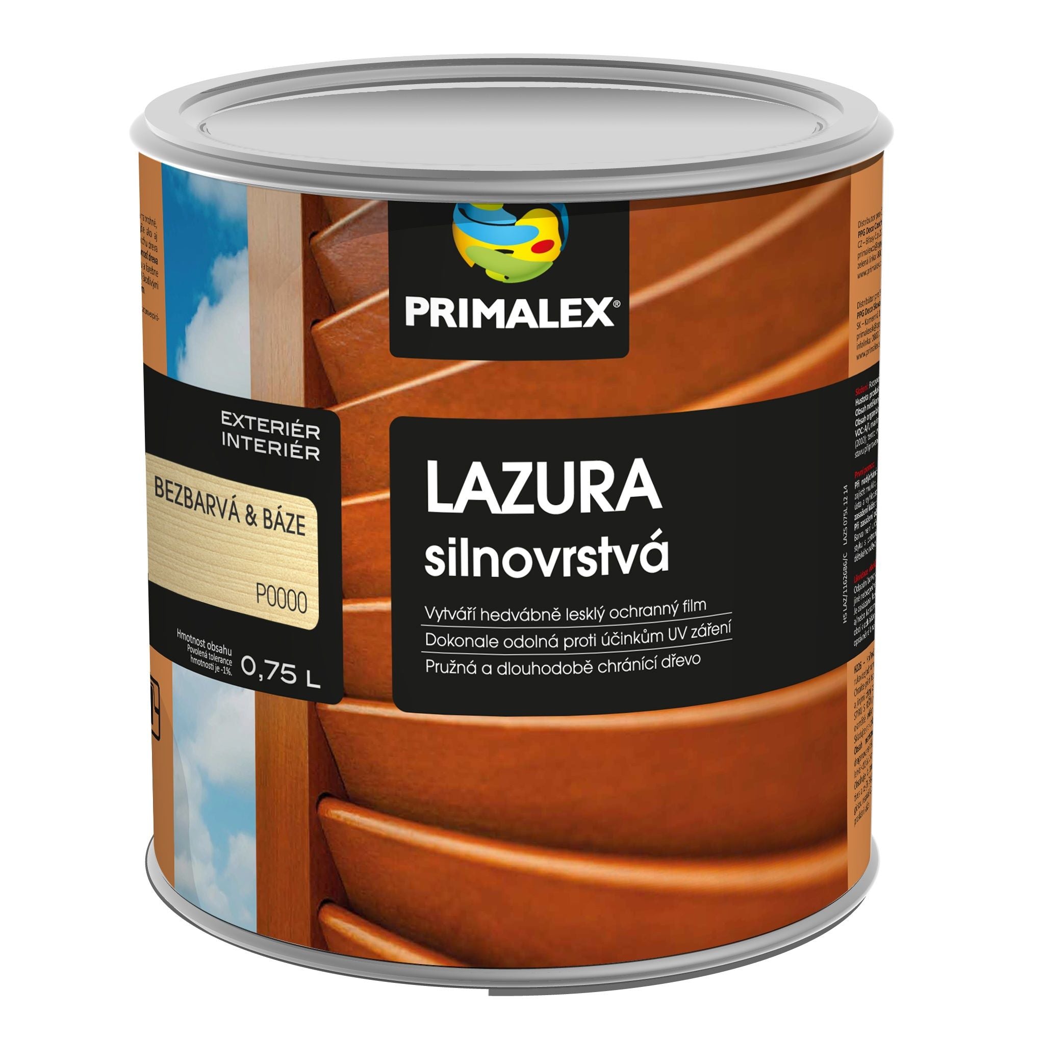 PRIMALEX LAZURA silnovrstvá na dřevo 0,75 l