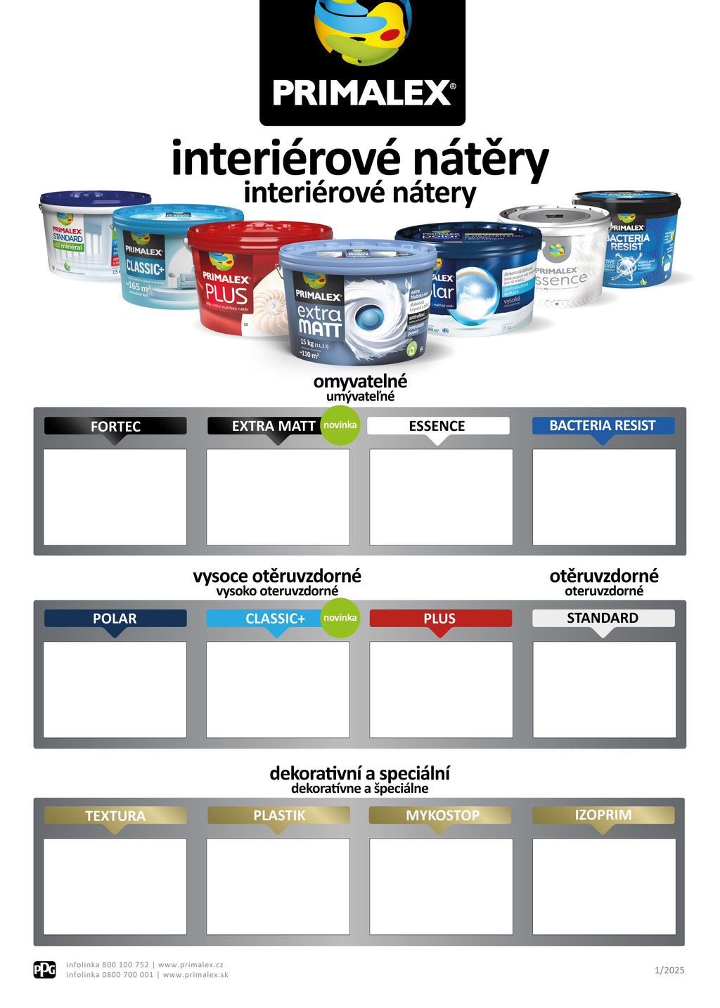 PRIMALEX CLASSIC+ Otěruvzdorná interiérová bílá barva na zeď - JMBonline.cz