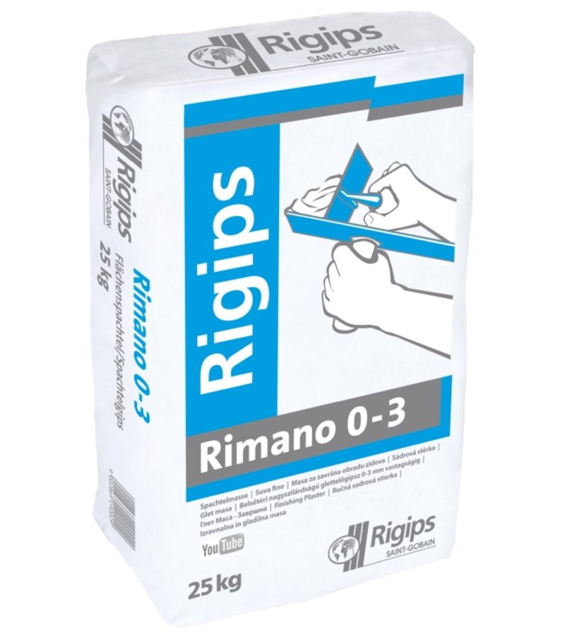 Rigips Rimano 0-3 mm velmi jemná sádrová stěrka 25 kg