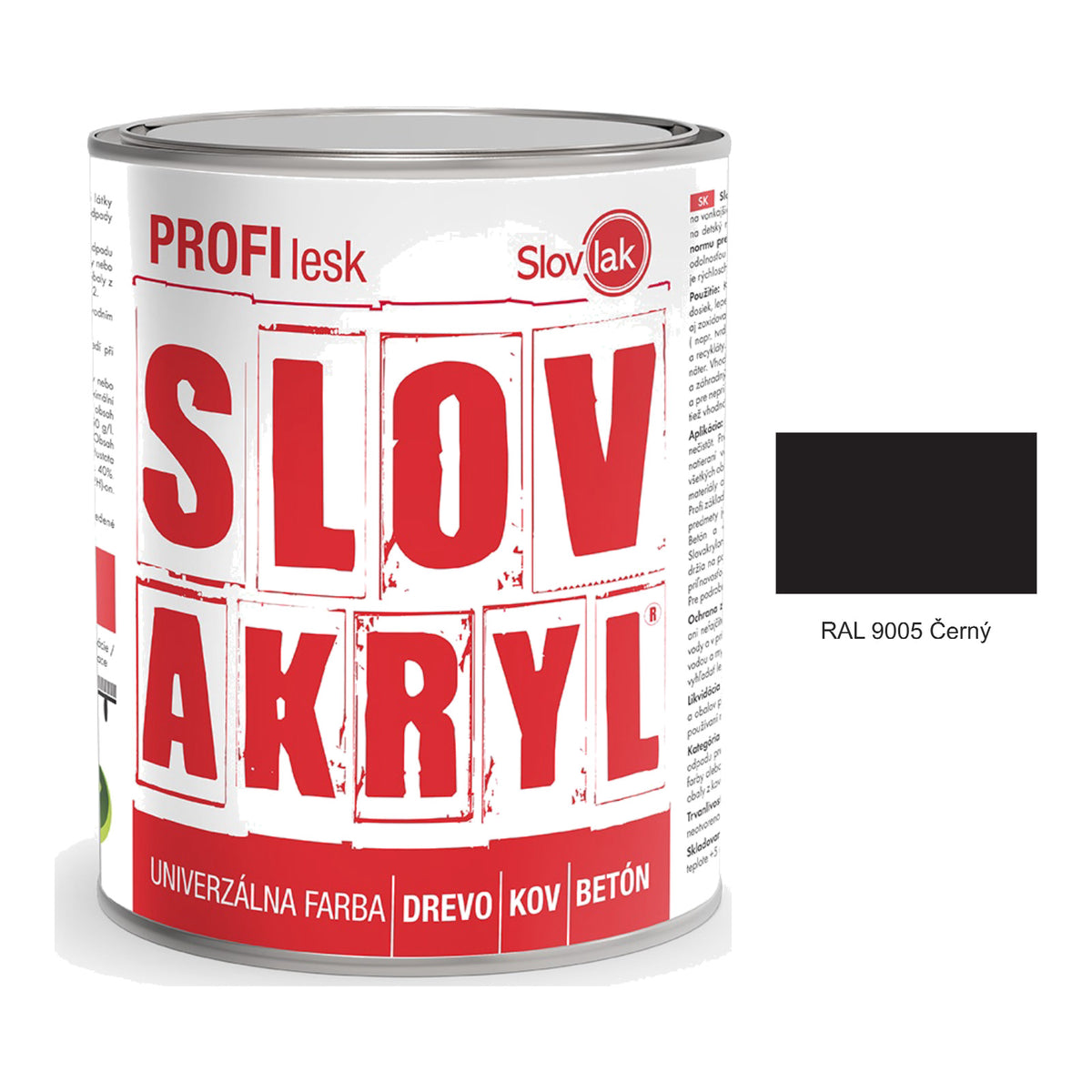 SLOVAKRYL PROFI lesk vodou ředitelná univerzální barva na dřevo, kov a beton - RAL 9003 Bílý