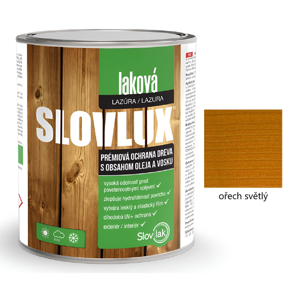 Slovlak SLOVLUX laková lazura na dřevo - ořech světlý