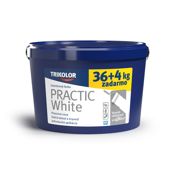 TRIKOLOR PRACTIC White bílá matná malířská barva 36 + 4 kg