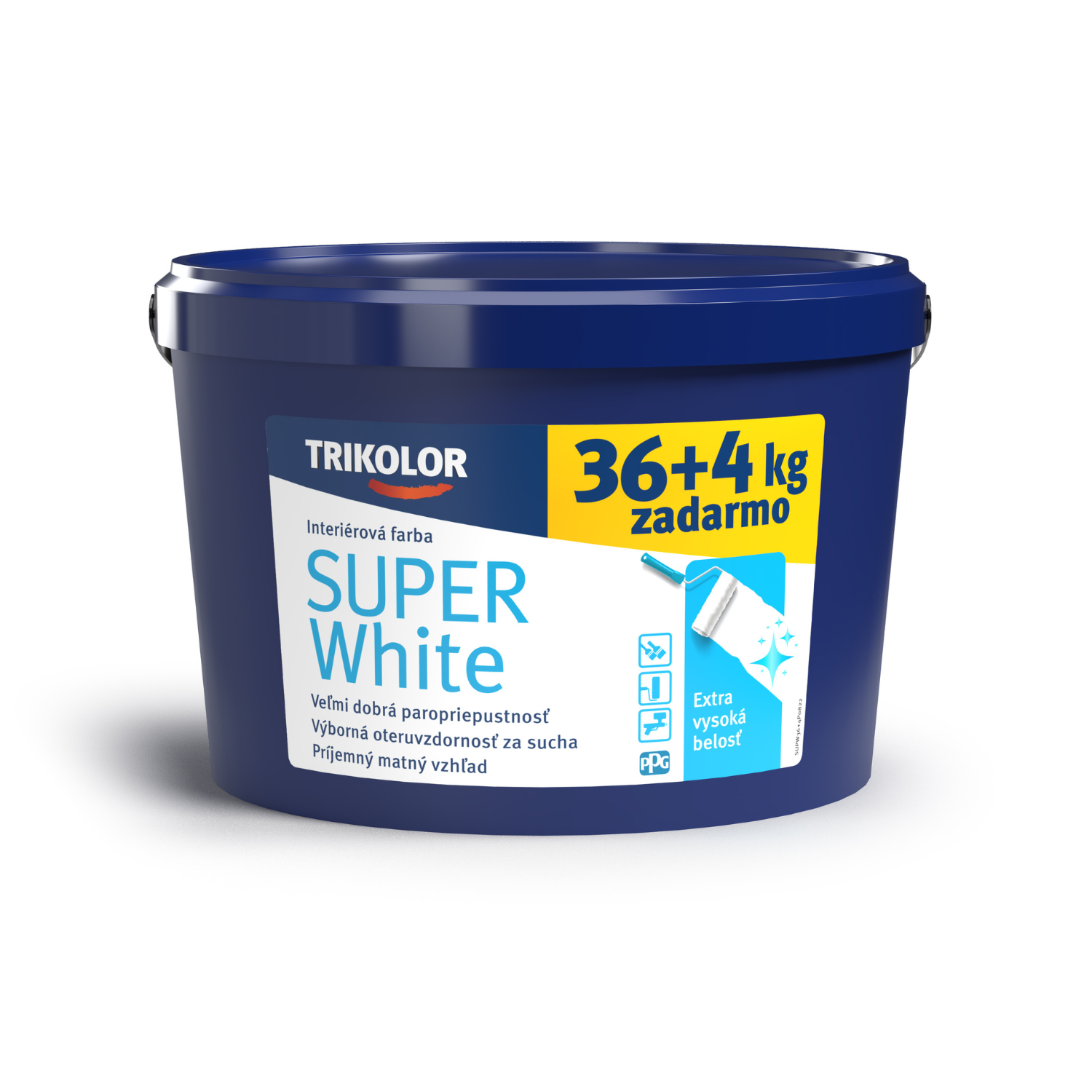 TRIKOLOR SUPER White bílá disperzní malířská barva s extra vysokou bělostí 18 + 2 kg