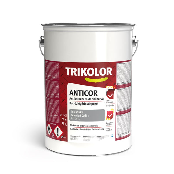 TRIKOLOR ANTICOR Antikorozní základní barva na kov šedá 9 l