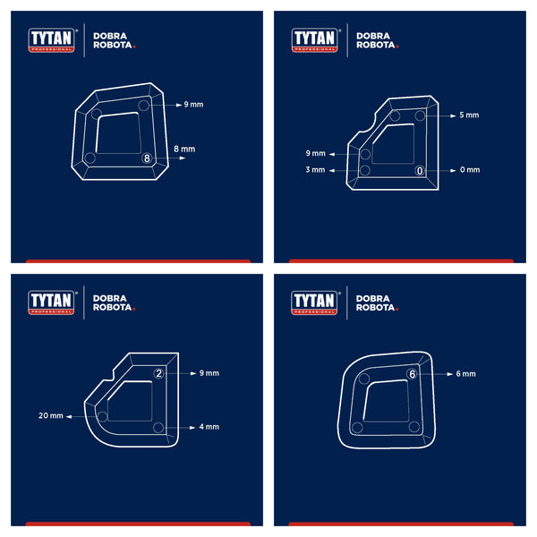 TYTAN JOINT FINGER SET sada 4 tmelařských stěrek_rozměry