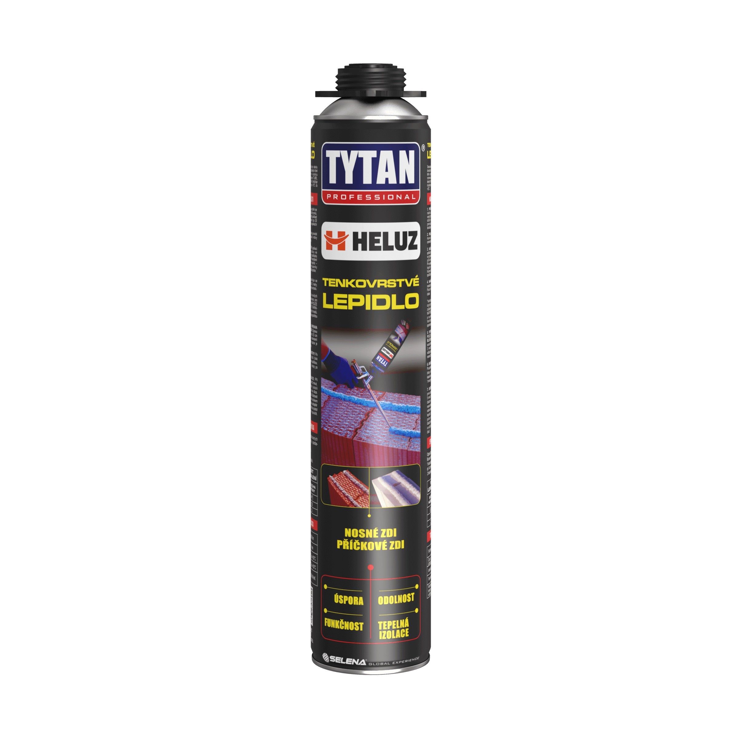 TYTAN HELUZ tenkovrstvé montážní PUR pěnové lepidlo na zdění pistolové 750 ml