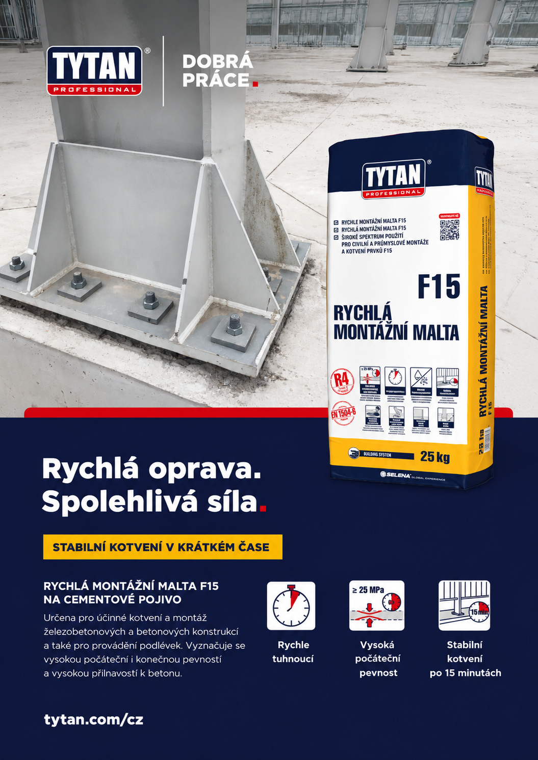 TYTAN PROFESSIONAL Rychlá montážní malta F15 25 kg