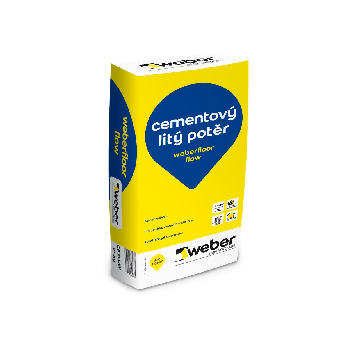 Weber weberfloor flow litý cementový potěr vyztužený vlákny 25 kg