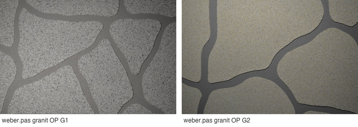 Weber Weberpas granit - porovnání odstínů OP G1 a OP G2