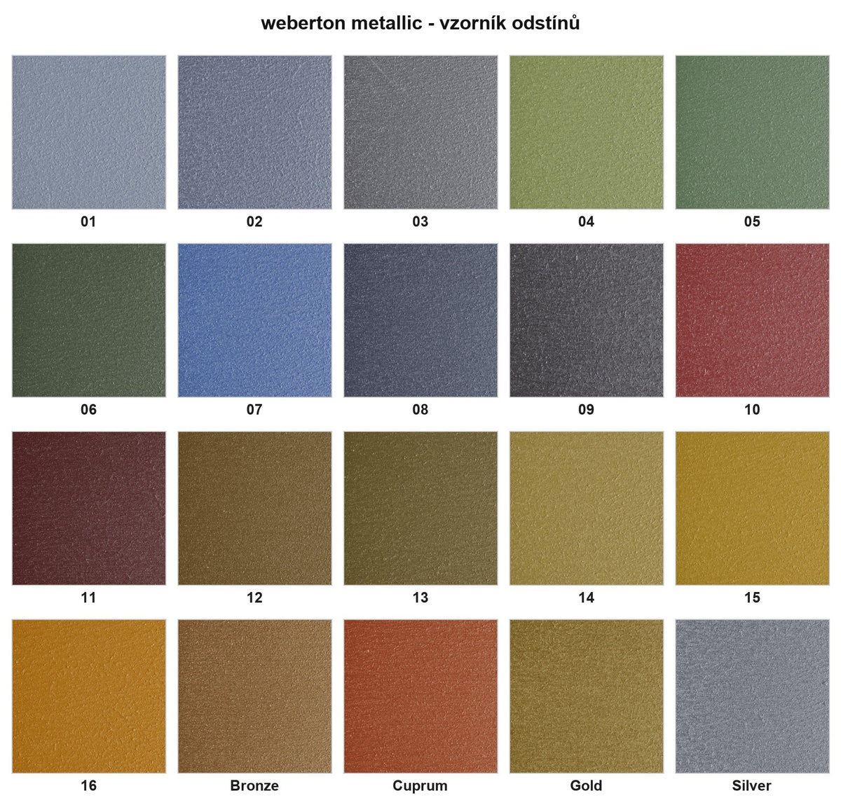 Weber weberton metallic vzorník odstínů