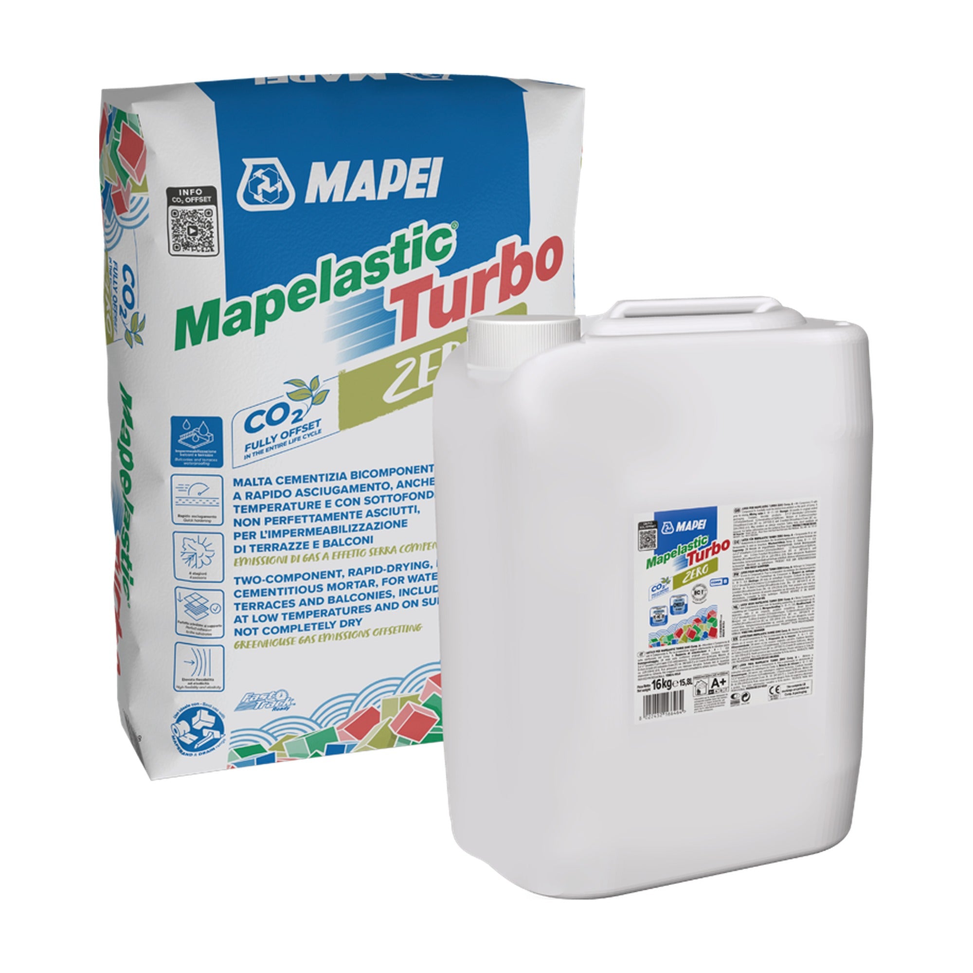 MAPEI Mapelastic Turbo Zero hydroizolace teras a balkónů set A+B 36 kg (složka A 20 kg + složka B 16 kg)