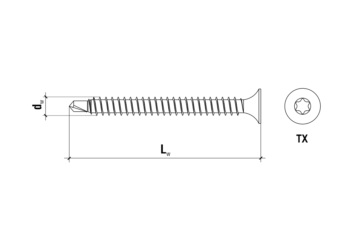 Samořezný izolační šroub ETANCO GTS-B TX25 Ø4,8 x L mm